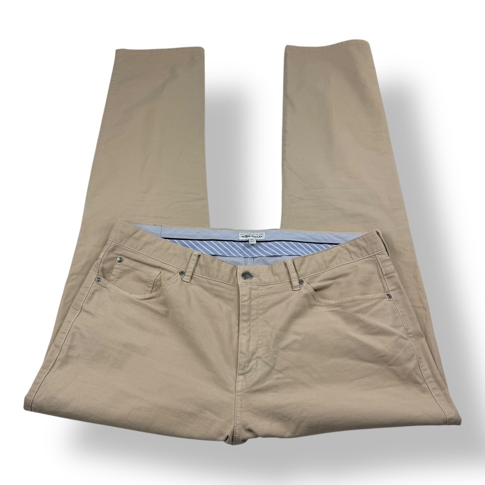 Peter Millar Mens Khaki Chinos Pants Size‎ 38x33 Cotton Spandex Straight Fit